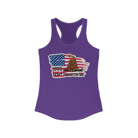 4th of July Dont Tread on Me  3 - Women's Ideal Racerback Tank,  Next Level,  60/40 cotton and polyester, light fabric - 3.9 oz - BenchmarkSpecialAwardsCo