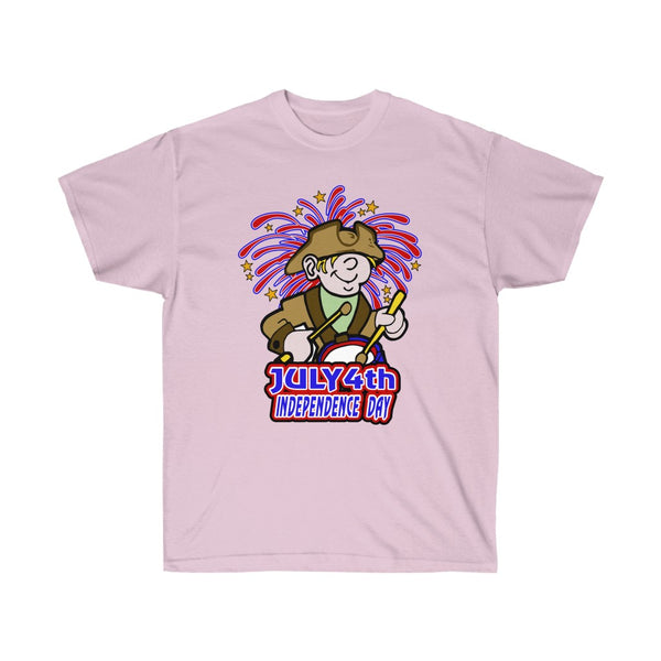 4th of July Drummer Boy1 - Adult, Unisex, Ultra Cotton, 6oz. GildanTee - BenchmarkSpecialAwardsCo