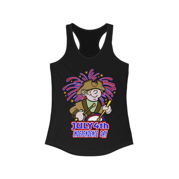 4th of July Drummer Boy 3 - Women's Ideal Racerback Tank,  Next Level,  60/40 cotton and polyester, light fabric - 3.9 oz - BenchmarkSpecialAwardsCo