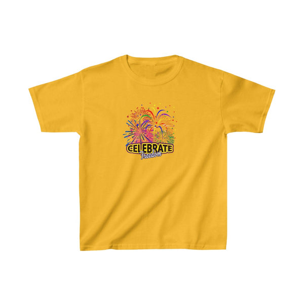 4th of July Celebrate Freedom 4 - Kids Heavy Cotton™ Tee, Gildan, 100% cotton - BenchmarkSpecialAwardsCo