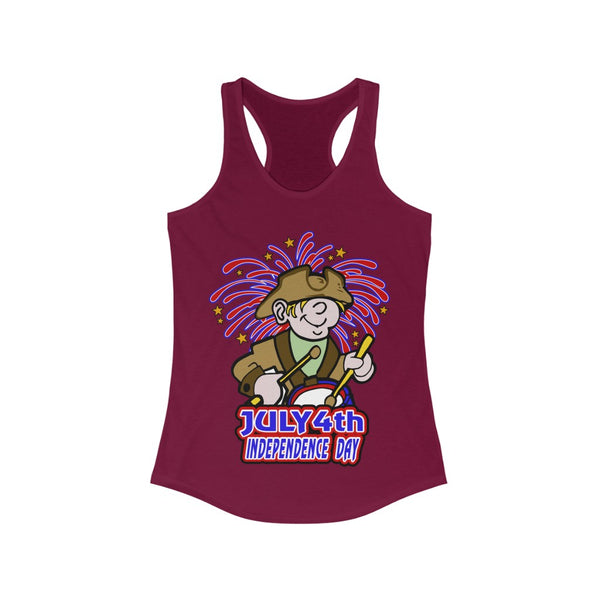 4th of July Drummer Boy 3 - Women's Ideal Racerback Tank,  Next Level,  60/40 cotton and polyester, light fabric - 3.9 oz - BenchmarkSpecialAwardsCo