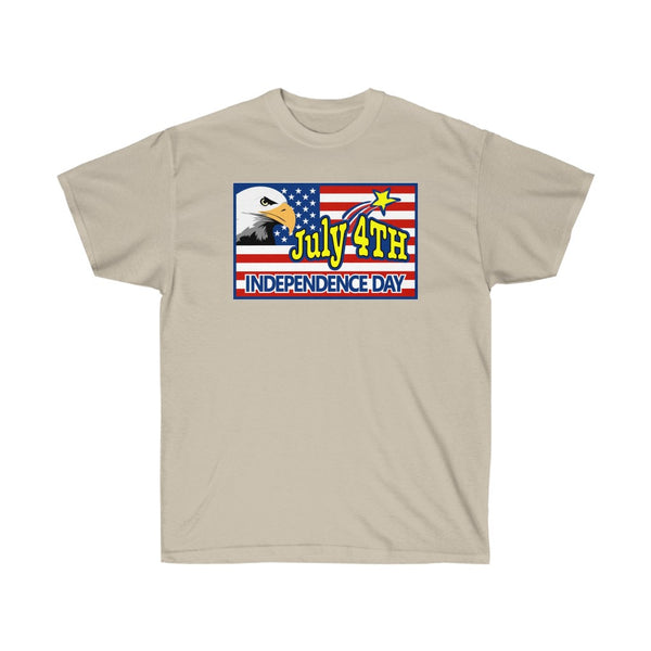 4th of July Eagle/Flag 1 - Adult, Unisex, Ultra Cotton, 6oz. GildanTee - BenchmarkSpecialAwardsCo