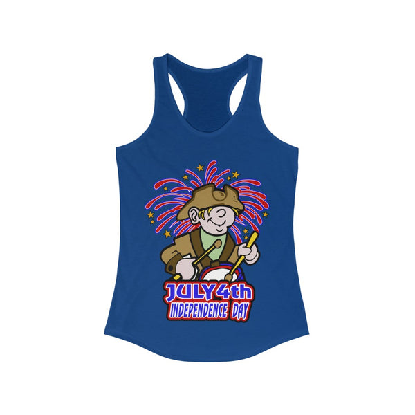 4th of July Drummer Boy 3 - Women's Ideal Racerback Tank,  Next Level,  60/40 cotton and polyester, light fabric - 3.9 oz - BenchmarkSpecialAwardsCo