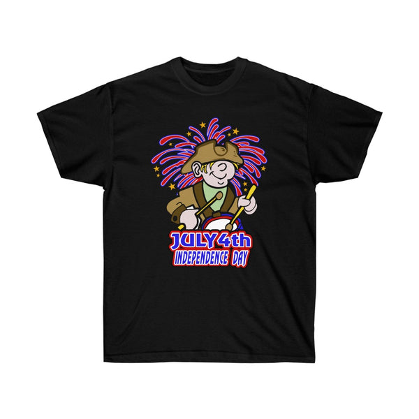 4th of July Drummer Boy1 - Adult, Unisex, Ultra Cotton, 6oz. GildanTee - BenchmarkSpecialAwardsCo