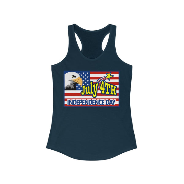 4th of July Eagle/Flag 3 - Women's Ideal Racerback Tank,  Next Level,  60/40 cotton and polyester, light fabric - 3.9 oz - BenchmarkSpecialAwardsCo