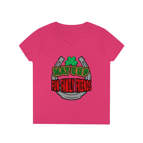 May Cup fun family - 2   Ladies' V-Neck T-Shirt, Gildan, 100% cotton, Medium fabric, 5.3 oz, Semi-Fitted - BenchmarkSpecialAwardsCo