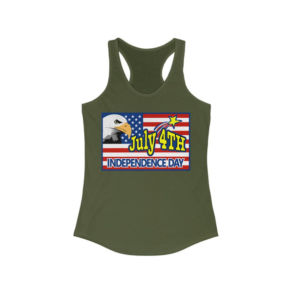 4th of July Eagle/Flag 3 - Women's Ideal Racerback Tank,  Next Level,  60/40 cotton and polyester, light fabric - 3.9 oz - BenchmarkSpecialAwardsCo