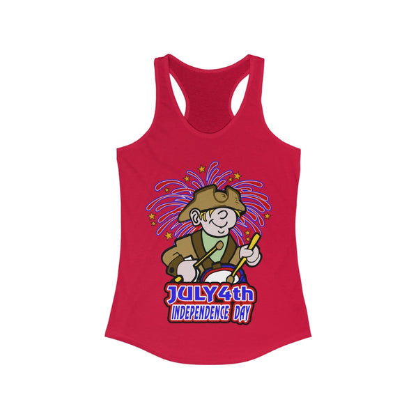 4th of July Drummer Boy 3 - Women's Ideal Racerback Tank,  Next Level,  60/40 cotton and polyester, light fabric - 3.9 oz - BenchmarkSpecialAwardsCo