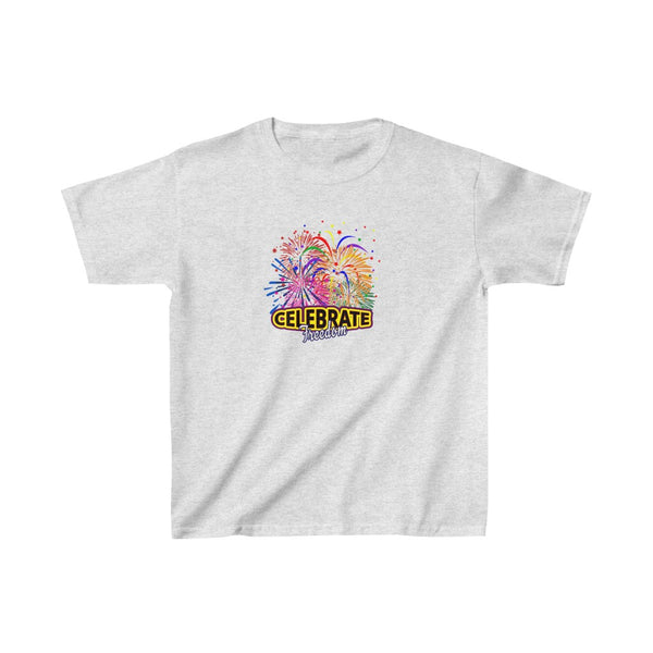 4th of July Celebrate Freedom 4 - Kids Heavy Cotton™ Tee, Gildan, 100% cotton - BenchmarkSpecialAwardsCo