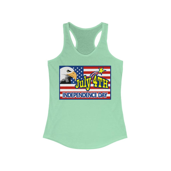 4th of July Eagle/Flag 3 - Women's Ideal Racerback Tank,  Next Level,  60/40 cotton and polyester, light fabric - 3.9 oz - BenchmarkSpecialAwardsCo