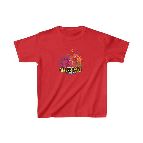 4th of July Celebrate Freedom 4 - Kids Heavy Cotton™ Tee, Gildan, 100% cotton - BenchmarkSpecialAwardsCo
