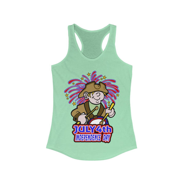 4th of July Drummer Boy 3 - Women's Ideal Racerback Tank,  Next Level,  60/40 cotton and polyester, light fabric - 3.9 oz - BenchmarkSpecialAwardsCo