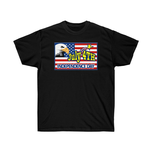 4th of July Eagle/Flag 1 - Adult, Unisex, Ultra Cotton, 6oz. GildanTee - BenchmarkSpecialAwardsCo