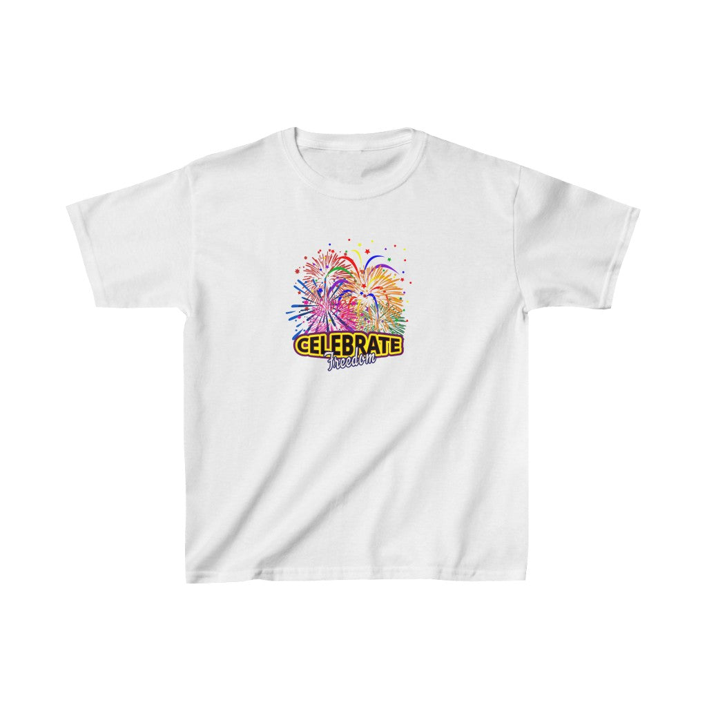 4th of July Celebrate Freedom 4 - Kids Heavy Cotton™ Tee, Gildan, 100% cotton - BenchmarkSpecialAwardsCo