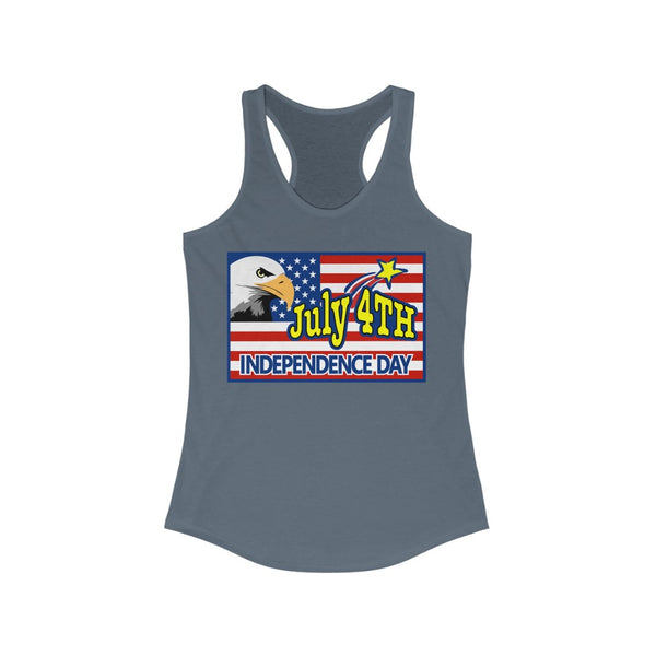 4th of July Eagle/Flag 3 - Women's Ideal Racerback Tank,  Next Level,  60/40 cotton and polyester, light fabric - 3.9 oz - BenchmarkSpecialAwardsCo