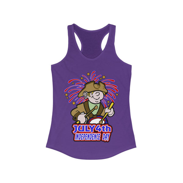 4th of July Drummer Boy 3 - Women's Ideal Racerback Tank,  Next Level,  60/40 cotton and polyester, light fabric - 3.9 oz - BenchmarkSpecialAwardsCo