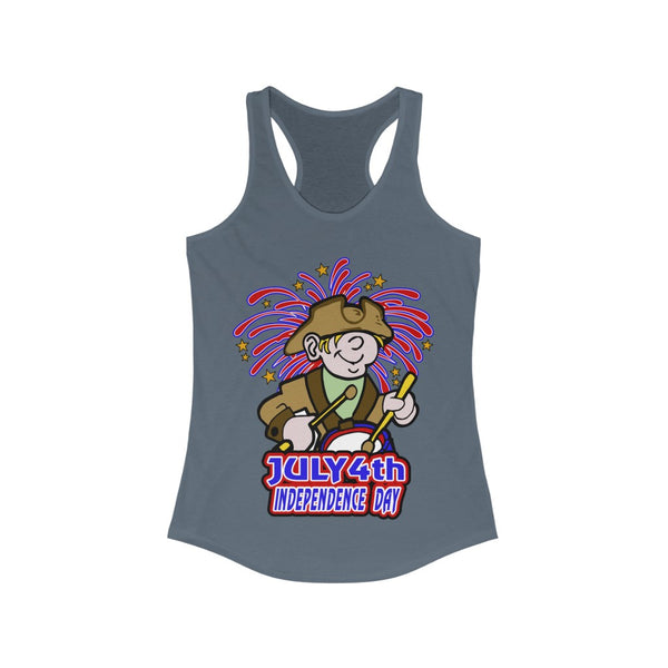 4th of July Drummer Boy 3 - Women's Ideal Racerback Tank,  Next Level,  60/40 cotton and polyester, light fabric - 3.9 oz - BenchmarkSpecialAwardsCo