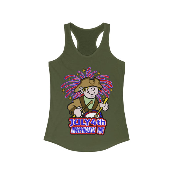 4th of July Drummer Boy 3 - Women's Ideal Racerback Tank,  Next Level,  60/40 cotton and polyester, light fabric - 3.9 oz - BenchmarkSpecialAwardsCo