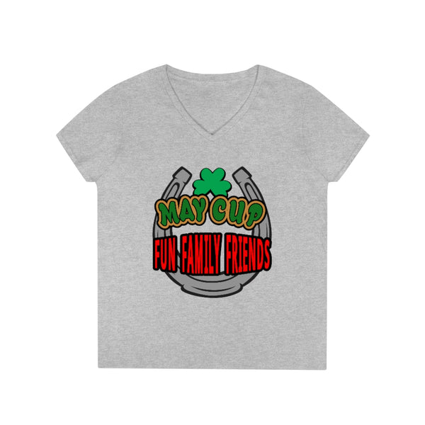 May Cup fun family - 2   Ladies' V-Neck T-Shirt, Gildan, 100% cotton, Medium fabric, 5.3 oz, Semi-Fitted - BenchmarkSpecialAwardsCo