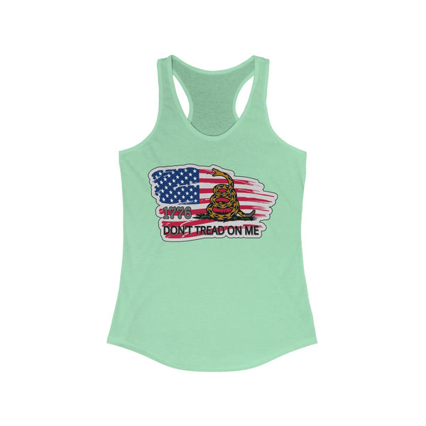 4th of July Dont Tread on Me  3 - Women's Ideal Racerback Tank,  Next Level,  60/40 cotton and polyester, light fabric - 3.9 oz - BenchmarkSpecialAwardsCo