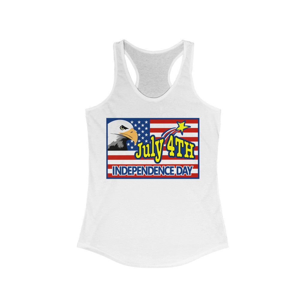 4th of July Eagle/Flag 3 - Women's Ideal Racerback Tank,  Next Level,  60/40 cotton and polyester, light fabric - 3.9 oz - BenchmarkSpecialAwardsCo