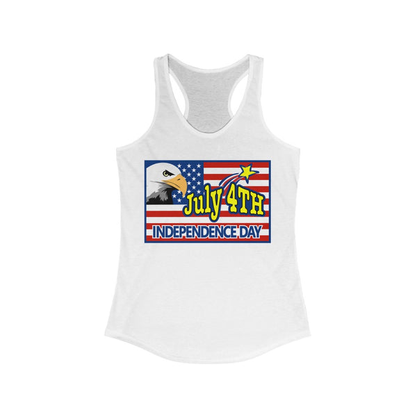 4th of July Eagle/Flag 3 - Women's Ideal Racerback Tank,  Next Level,  60/40 cotton and polyester, light fabric - 3.9 oz - BenchmarkSpecialAwardsCo