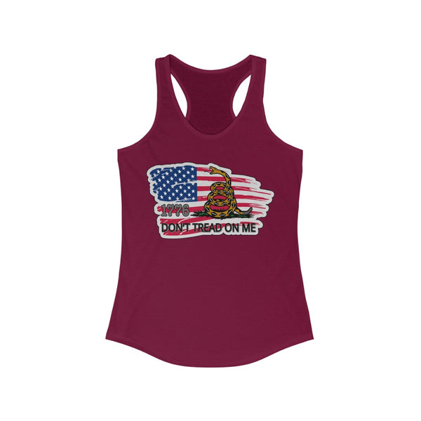 4th of July Dont Tread on Me  3 - Women's Ideal Racerback Tank,  Next Level,  60/40 cotton and polyester, light fabric - 3.9 oz - BenchmarkSpecialAwardsCo