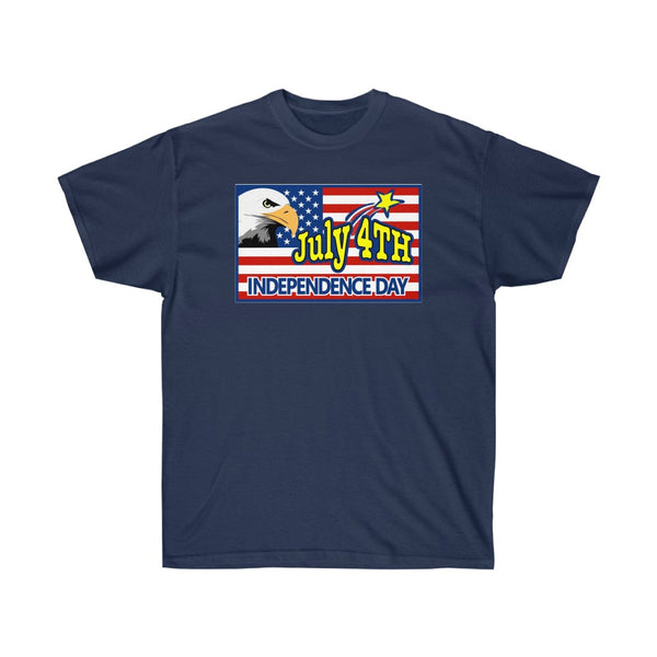 4th of July Eagle/Flag 1 - Adult, Unisex, Ultra Cotton, 6oz. GildanTee - BenchmarkSpecialAwardsCo