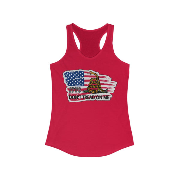 4th of July Dont Tread on Me  3 - Women's Ideal Racerback Tank,  Next Level,  60/40 cotton and polyester, light fabric - 3.9 oz - BenchmarkSpecialAwardsCo