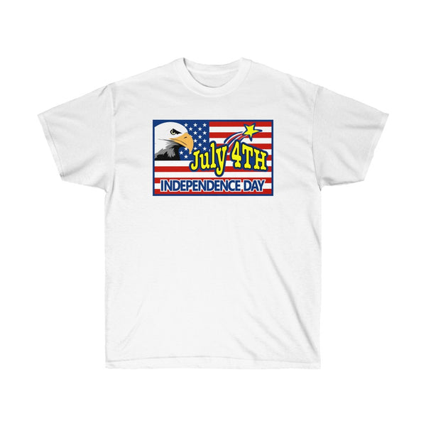 4th of July Eagle/Flag 1 - Adult, Unisex, Ultra Cotton, 6oz. GildanTee - BenchmarkSpecialAwardsCo