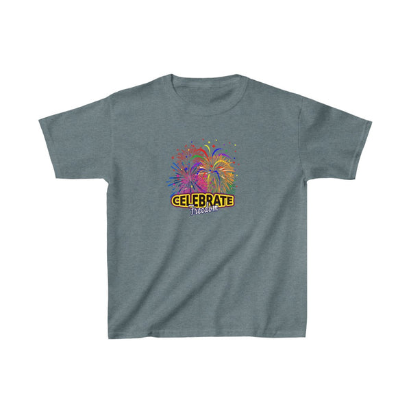 4th of July Celebrate Freedom 4 - Kids Heavy Cotton™ Tee, Gildan, 100% cotton - BenchmarkSpecialAwardsCo