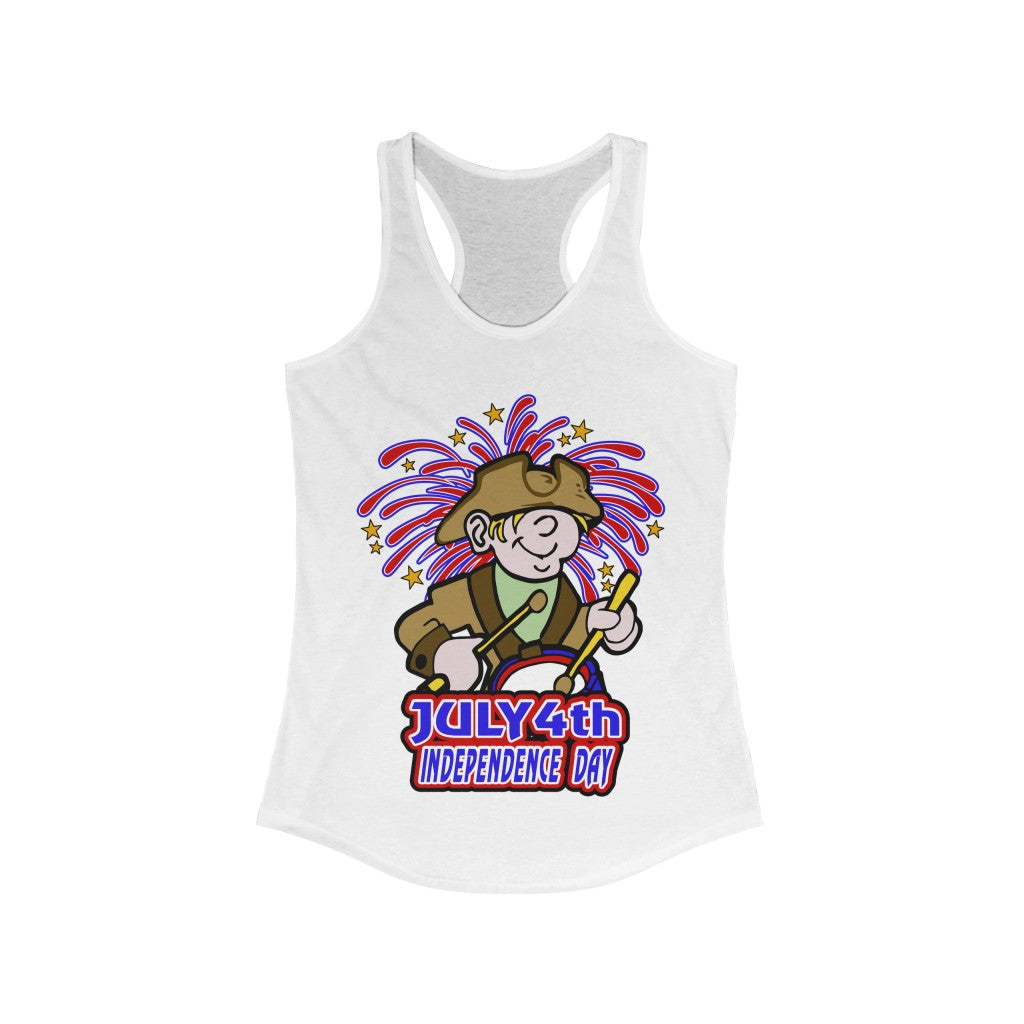 4th of July Drummer Boy 3 - Women's Ideal Racerback Tank,  Next Level,  60/40 cotton and polyester, light fabric - 3.9 oz - BenchmarkSpecialAwardsCo