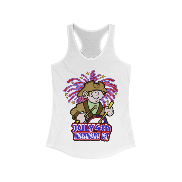 4th of July Drummer Boy 3 - Women's Ideal Racerback Tank,  Next Level,  60/40 cotton and polyester, light fabric - 3.9 oz - BenchmarkSpecialAwardsCo