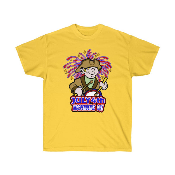 4th of July Drummer Boy1 - Adult, Unisex, Ultra Cotton, 6oz. GildanTee - BenchmarkSpecialAwardsCo