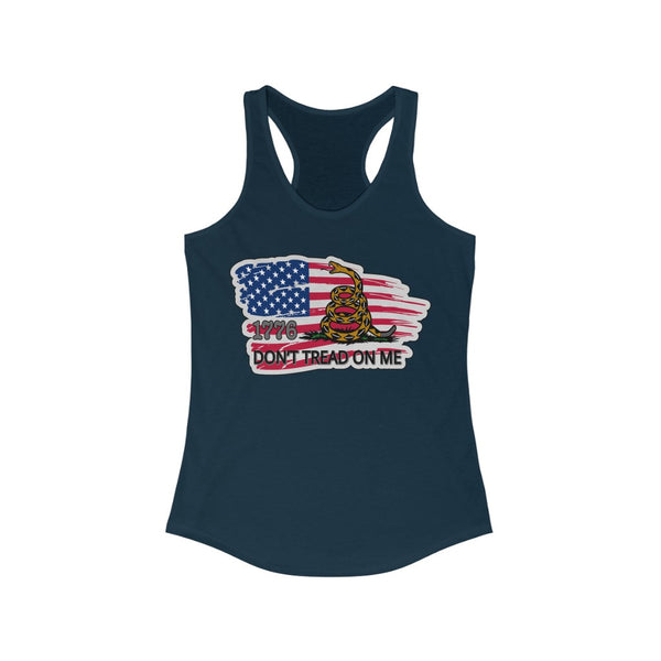 4th of July Dont Tread on Me  3 - Women's Ideal Racerback Tank,  Next Level,  60/40 cotton and polyester, light fabric - 3.9 oz - BenchmarkSpecialAwardsCo