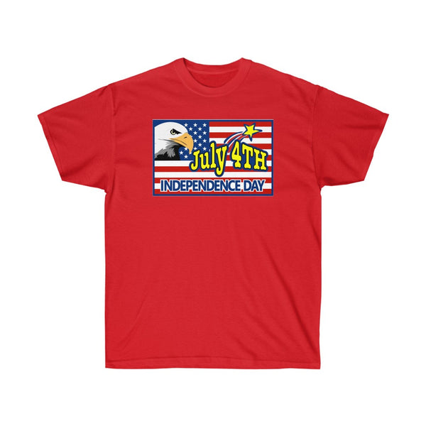 4th of July Eagle/Flag 1 - Adult, Unisex, Ultra Cotton, 6oz. GildanTee - BenchmarkSpecialAwardsCo