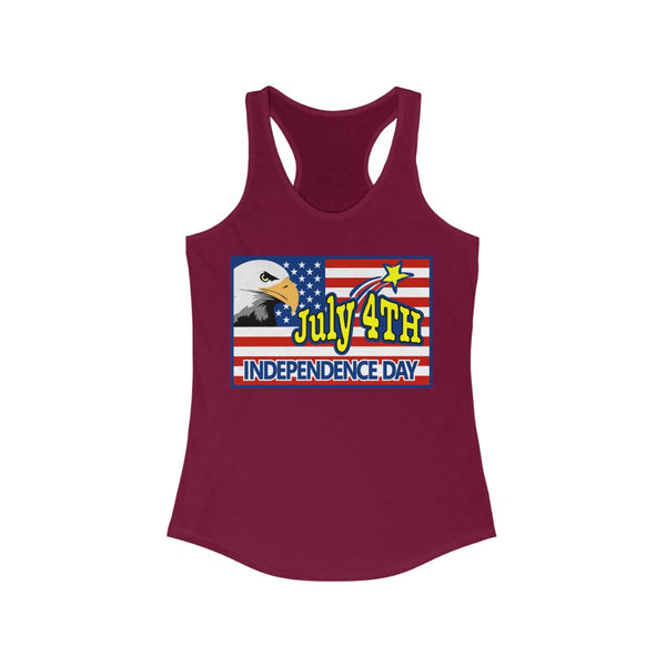 4th of July Eagle/Flag 3 - Women's Ideal Racerback Tank,  Next Level,  60/40 cotton and polyester, light fabric - 3.9 oz - BenchmarkSpecialAwardsCo