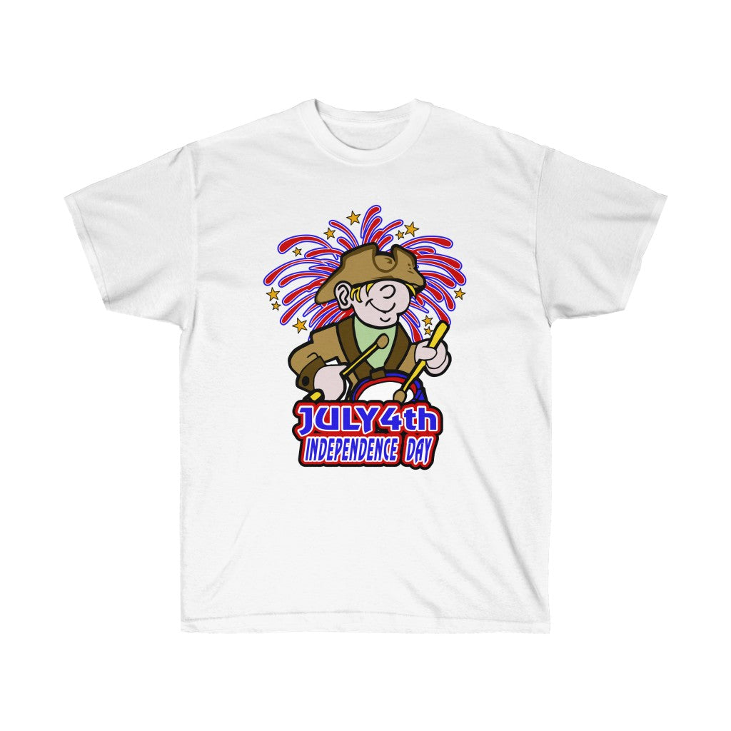 4th of July Drummer Boy1 - Adult, Unisex, Ultra Cotton, 6oz. GildanTee - BenchmarkSpecialAwardsCo
