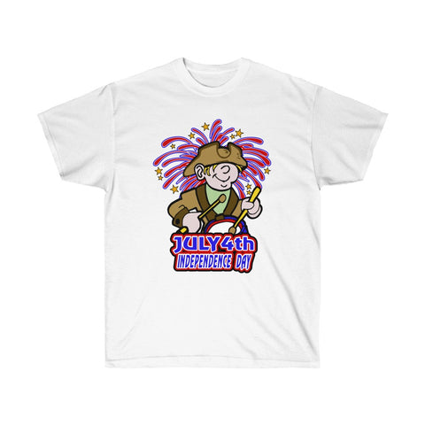 4th of July Drummer Boy1 - Adult, Unisex, Ultra Cotton, 6oz. GildanTee - BenchmarkSpecialAwardsCo