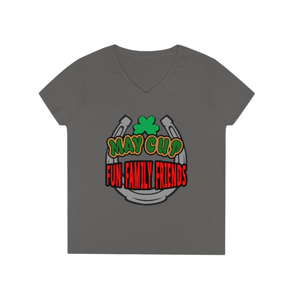 May Cup fun family - 2   Ladies' V-Neck T-Shirt, Gildan, 100% cotton, Medium fabric, 5.3 oz, Semi-Fitted - BenchmarkSpecialAwardsCo