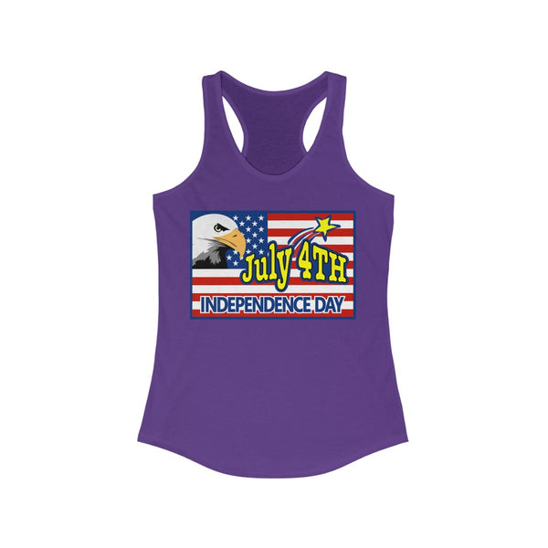 4th of July Eagle/Flag 3 - Women's Ideal Racerback Tank,  Next Level,  60/40 cotton and polyester, light fabric - 3.9 oz - BenchmarkSpecialAwardsCo