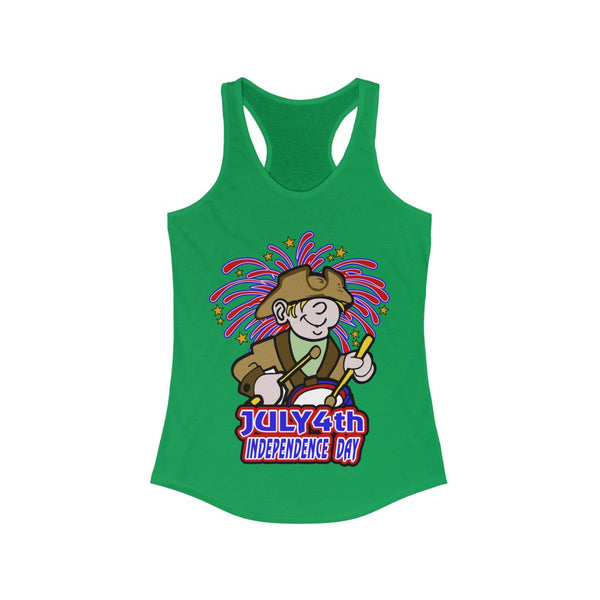 4th of July Drummer Boy 3 - Women's Ideal Racerback Tank,  Next Level,  60/40 cotton and polyester, light fabric - 3.9 oz - BenchmarkSpecialAwardsCo