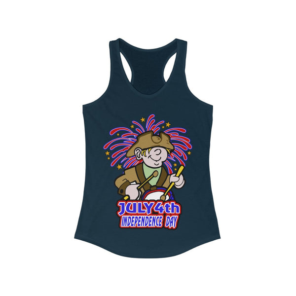 4th of July Drummer Boy 3 - Women's Ideal Racerback Tank,  Next Level,  60/40 cotton and polyester, light fabric - 3.9 oz - BenchmarkSpecialAwardsCo