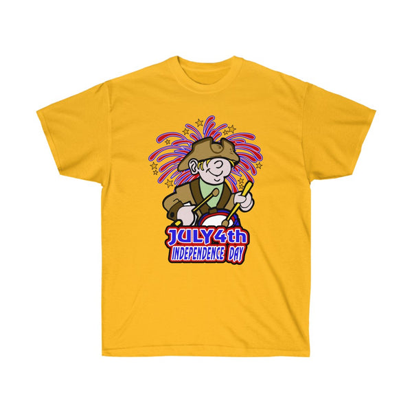 4th of July Drummer Boy1 - Adult, Unisex, Ultra Cotton, 6oz. GildanTee - BenchmarkSpecialAwardsCo