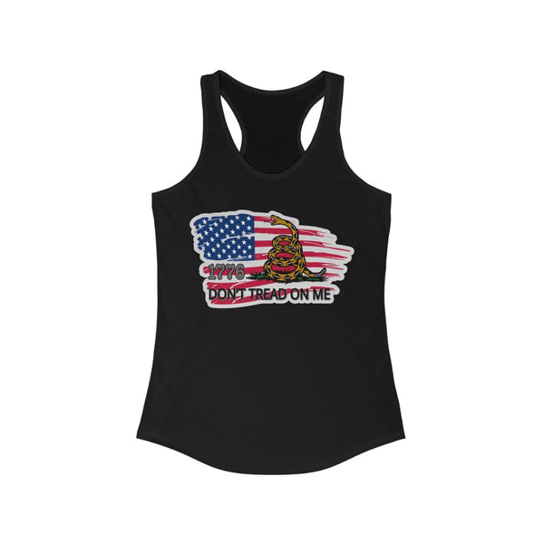 4th of July Dont Tread on Me  3 - Women's Ideal Racerback Tank,  Next Level,  60/40 cotton and polyester, light fabric - 3.9 oz - BenchmarkSpecialAwardsCo