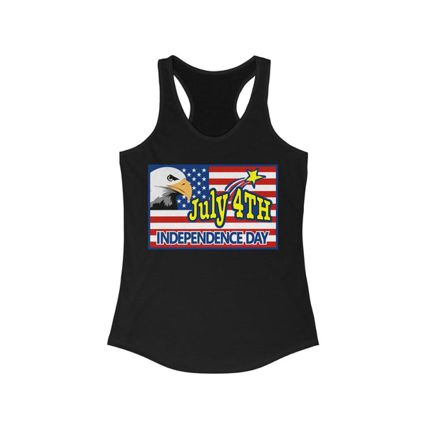 4th of July Eagle/Flag 3 - Women's Ideal Racerback Tank,  Next Level,  60/40 cotton and polyester, light fabric - 3.9 oz - BenchmarkSpecialAwardsCo