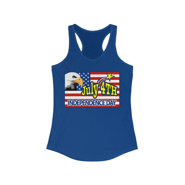 4th of July Eagle/Flag 3 - Women's Ideal Racerback Tank,  Next Level,  60/40 cotton and polyester, light fabric - 3.9 oz - BenchmarkSpecialAwardsCo