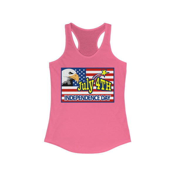 4th of July Eagle/Flag 3 - Women's Ideal Racerback Tank,  Next Level,  60/40 cotton and polyester, light fabric - 3.9 oz - BenchmarkSpecialAwardsCo