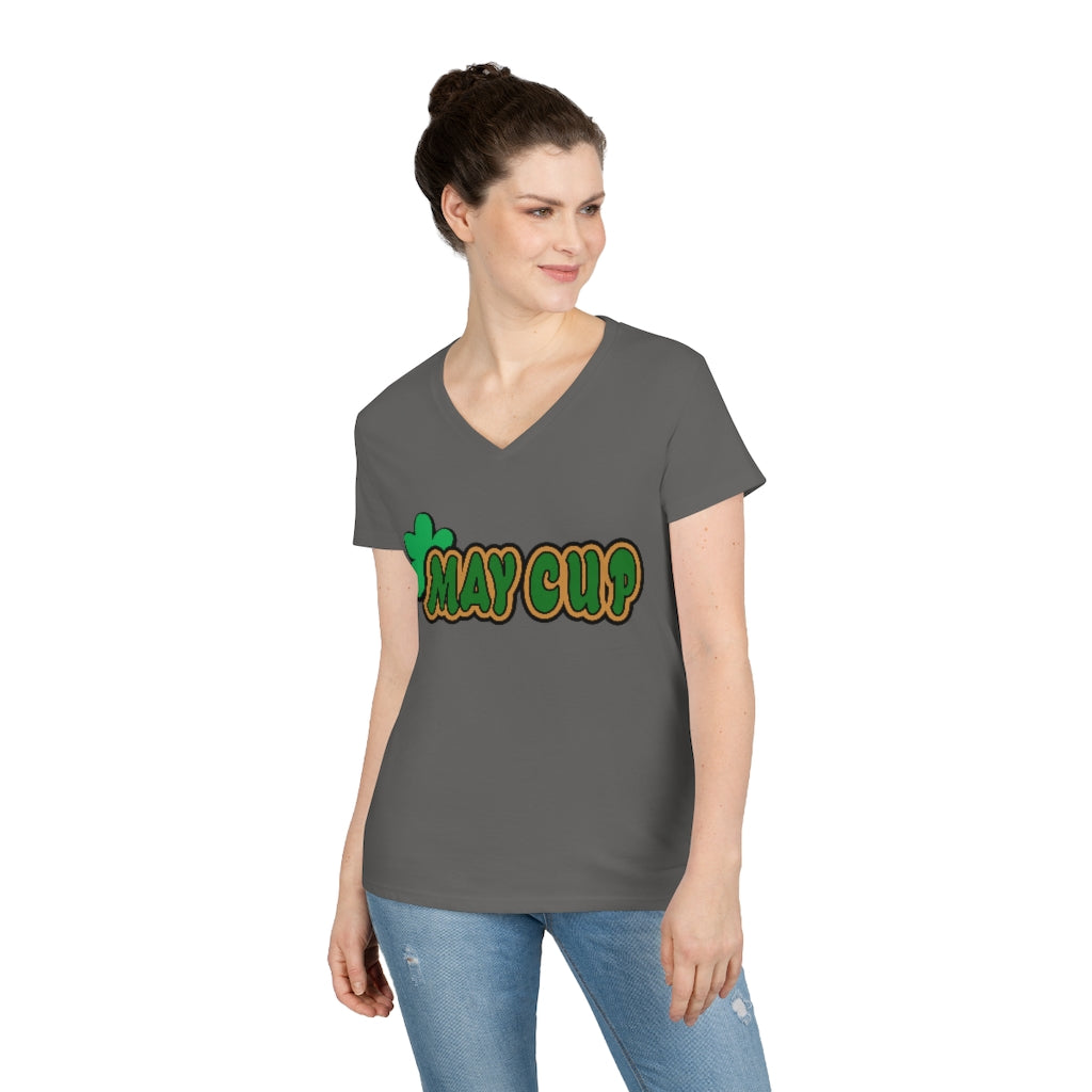 May Cup logo - 2 - Ladies' V-Neck T-Shirt, Gildan, 100% cotton, Medium fabric, 5.3 oz, Semi-Fitted - BenchmarkSpecialAwardsCo