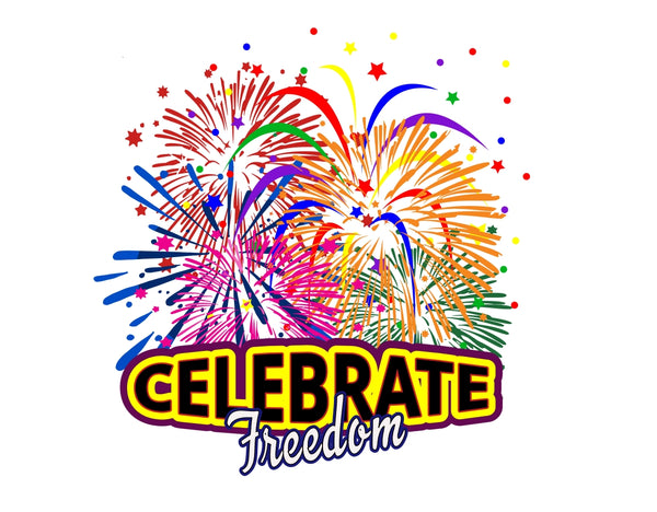 4th of July Celebrate Freedom 1 - Adult, Unisex, Ultra Cotton, 6oz. GildanTee - BenchmarkSpecialAwardsCo